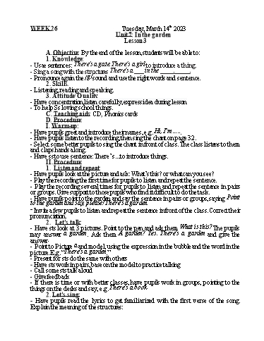 Kế hoạch bài dạy Tiếng Anh + Tự nhiên xã hội Lớp 1 - Tuần 26 - Năm học 2022-2023 - Nguyễn Thị Mỹ Hiền