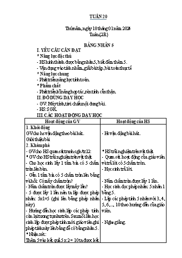 Kế hoạch bài dạy Toán Lớp 1+2 - Tuần 20 - Năm học 2023-2024 - Nguyễn Thị Minh Tâm