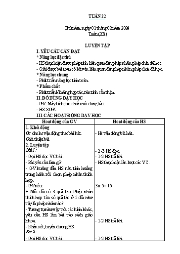 Kế hoạch bài dạy Toán Lớp 1+2 - Tuần 22 - Năm học 2023-2024 - Nguyễn Thị Minh Tâm
