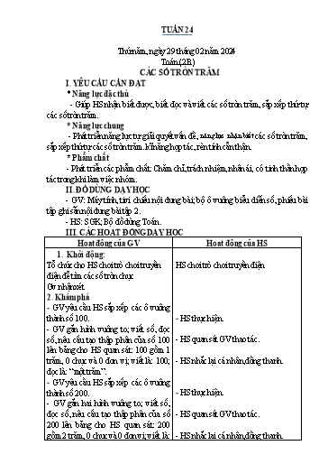 Kế hoạch bài dạy Toán Lớp 1+2 - Tuần 24 - Năm học 2023-2024 - Nguyễn Thị Minh Tâm