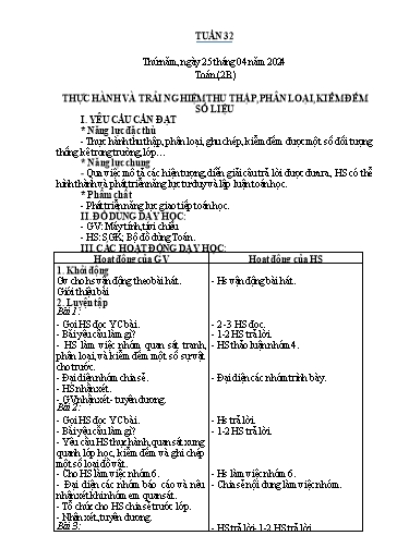 Kế hoạch bài dạy Toán Lớp 1+2 - Tuần 32 - Năm học 2023-2024 - Nguyễn Thị Minh Tâm
