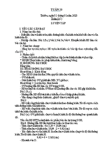 Kế hoạch bài dạy Toán Lớp 2+5 - Tuần 20 - Năm học 2022-2023 - Nguyễn Thị Minh Tâm