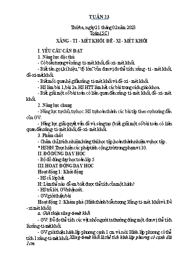 Kế hoạch bài dạy Toán Lớp 2+5 - Tuần 23 - Năm học 2022-2023 - Nguyễn Thị Minh Tâm