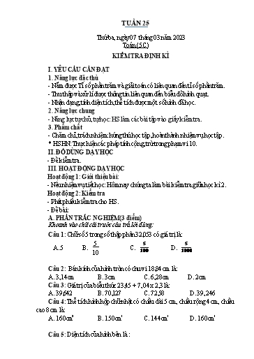Kế hoạch bài dạy Toán Lớp 2+5 - Tuần 25 - Năm học 2022-2023 - Nguyễn Thị Minh Tâm