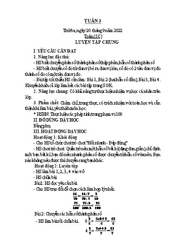 Kế hoạch bài dạy Toán Lớp 2+5 - Tuần 3 - Năm học 2022-2023 - Nguyễn Thị Minh Tâm