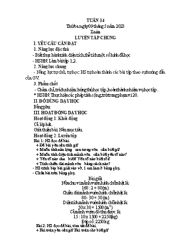 Kế hoạch bài dạy Toán Lớp 2+5 - Tuần 34 - Năm học 2022-2023 - Nguyễn Thị Minh Tâm