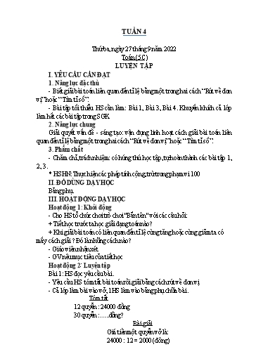 Kế hoạch bài dạy Toán Lớp 2+5 - Tuần 4 - Năm học 2022-2023 - Nguyễn Thị Minh Tâm