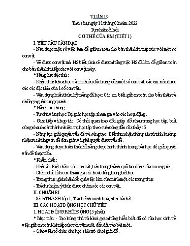Kế hoạch bài dạy Toán + Tự nhiên xã hội 1 - Tuần 19 - Năm học 2021-2022 - Nguyễn Thị Minh Tâm