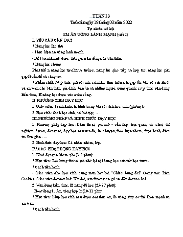 Kế hoạch bài dạy Toán + Tự nhiên xã hội 1 - Tuần 23 - Năm học 2021-2022 - Nguyễn Thị Minh Tâm