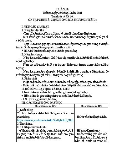 Kế hoạch bài dạy Tự nhiên & Xã hội 2 - Tuần 16 - Năm học 2024-2025 - Nguyễn Thị Minh Tâm