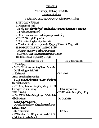 Kế hoạch bài dạy Tự nhiên & Xã hội 2 - Tuần 25 - Năm học 2024-2025 - Nguyễn Thị Minh Tâm