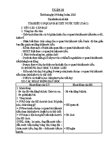 Kế hoạch bài dạy Tự nhiên & Xã hội 2 - Tuần 28 - Năm học 2024-2025 - Nguyễn Thị Minh Tâm