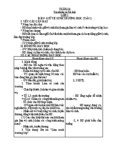 Kế hoạch bài dạy Tự nhiên xã hội Lớp 1+2+3 - Tuần 10 - Năm học 2022-2023 - Nguyễn Thị Hồng Thắm