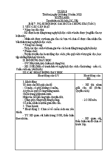 Kế hoạch bài dạy Tự nhiên xã hội Lớp 1+2+3 - Tuần 8 - Năm học 2022-2023 - Nguyễn Thị Hồng Thắm