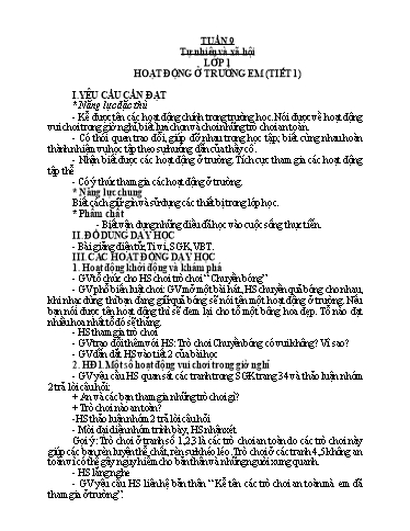 Kế hoạch bài dạy Tự nhiên xã hội Lớp 1+2+3 - Tuần 9 - Năm học 2022-2023 - Nguyễn Thị Hồng Thắm