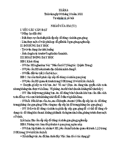 Kế hoạch bài dạy Tự nhiên xã hội + Toán 1 - Tuần 3 - Năm học 2021-2022 - Nguyễn Thị Minh Tâm